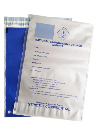 Manufacturer LDPE Customized Tamper Proof Security Plastic Exam Bag